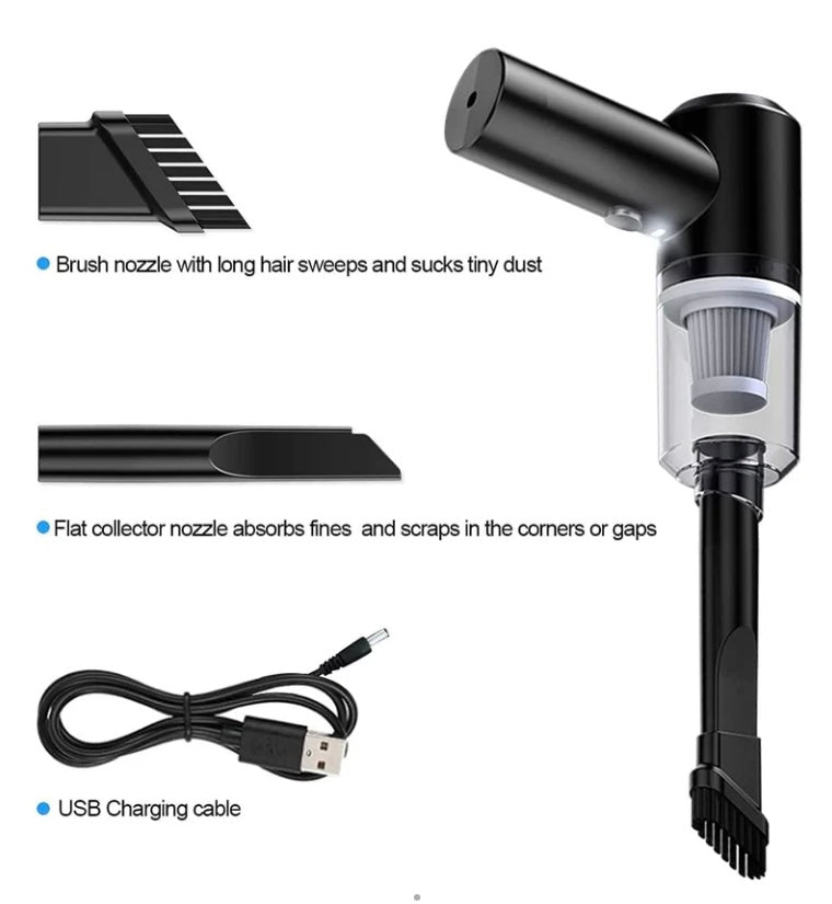 2 in 1 Wireless Vacuum Cleaner – 120W Handheld USB Rechargeable for Home & Car (1 Pc)
